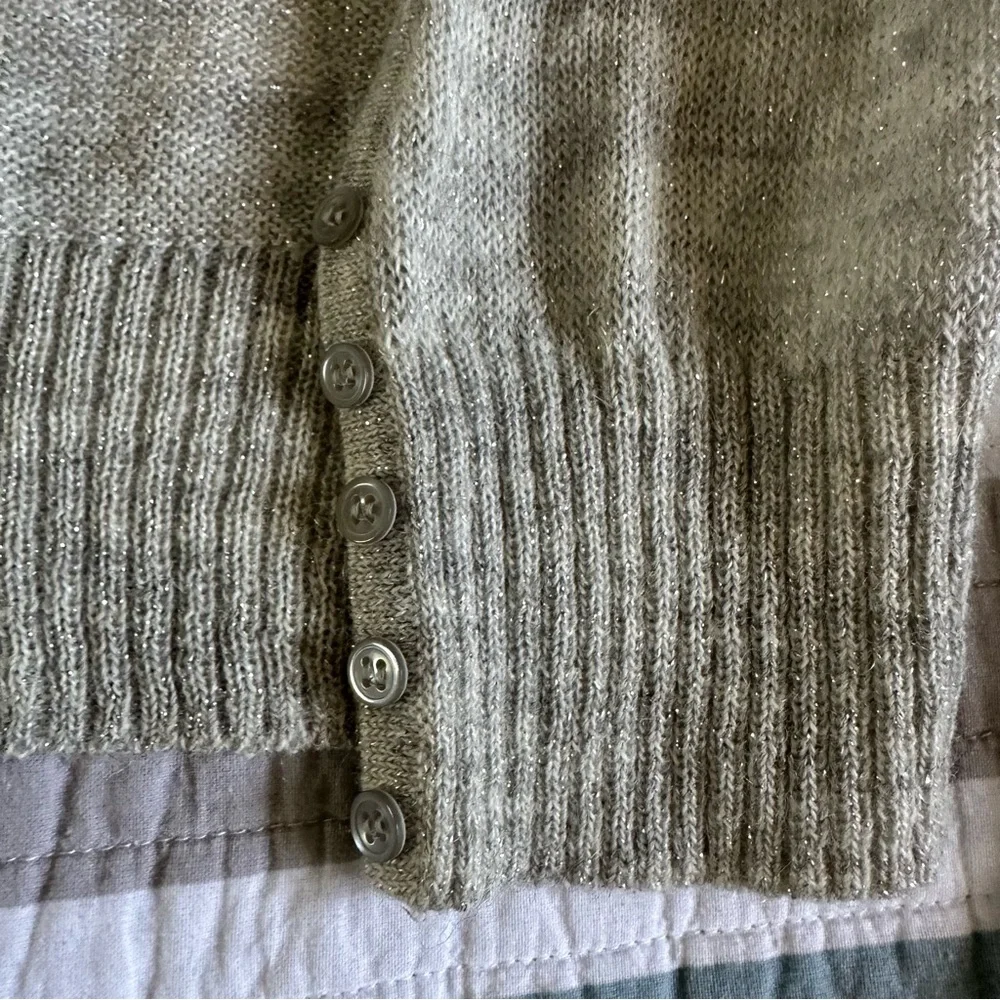 Express Y2K Vintage Merino Alpaca Mohair Gray Silver Crop Sweater XS